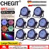 CHEGIT 8PCS Pack 60LED RGB 3IN1 Par Light Full Color Stage Lighting Self propelled Voice Activated DMX512 Control Professional DJ Party Wedding Bar Club Disco Concert Indoor Landscape Event Home Pub