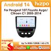 Hizpo Autoradio Android 2Din 10.1 Pollici per Peugeot 107 Citroen C1 2005 - 2014 CarPlay Wireless 4G BT RDS DSP SWC Navigazione GPS 360 ° Fotocamera