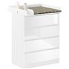 WOLTU 1SET Comodino fasciatoio bianco con materassino fasciatoio rimovibile, 4 cassetti, 80x75x109,2 cm, mobiletto portaoggetti per cameretta bambini