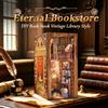CUTEBEE Kit Book Nook con Luce LED, Puzzle 3D in Legno per Soggiorno e Decorazione Libreria, Casa in Miniatura Fai da Te per Adulti, Regalo Creativo