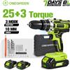ONEVAN Trapano avvitatore elettrico a impulsi ONEGREEN 25+3 con 3 modalità, senza fili, portatile, per uso domestico, compatibile con batteria Makita 18V.