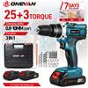ONEVAN Trapano elettrico a impulsi ONEVAN 25+3 con coppia regolabile, senza fili, portatile, 2 velocità, avvitatore, utensile elettrico per lavorazione del legno, compatibile con batteria Makita 18V.