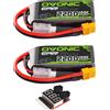 OVONIC Batteria LiPo OVONIC 2200mAh 11.1V 120C 3S Shorty con Connettore XT60, Confezione da 2 per Droni FPV, Aeromodelli RC e Veicoli Compatti