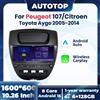 AUTOTOP Autoradio da 10.26 pollici 1600*600P Wireless CarPlay Android Auto per Peugeot 107, Toyota Aygo, Citroen 2005-2014, GPS, Stereo, Navigazione, Multimedia, 4G, 8 Core, BT, RDS, DSP