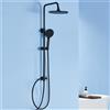 CECIPA max Colonna doccia regolabile, montaggio a parete, soffione doccia da 25 cm, doccetta rotonda da 4 pollici, colore nero, facile installazione.