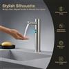 NONE Rubinetto Automatico con Sensore, Miscelatore Senza Contatto in Acciaio Inox per Lavabo Bagno, Solo Acqua Fredda con Scatola di Controllo, Design Moderno Argento Alto per Casa Hotel Cucina Ospedale,