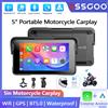 ESSGOO Dispositivo CarPlay portatile da 5 pollici per moto per CarPlay wireless, Android Auto, navigazione GPS impermeabile IP67, touch screen Bluetooth, USB/TF, display digitale per cruscotto moto,