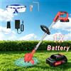 NONE Decespugliatore Elettrico a Batteria 21V Rosso con 1 Batteria e Lame, Leggero Tagliaerba a Batteria per Giardini, Prati e Terreni Agricoli