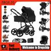 Magic ZC（母婴） Passeggino Compatto 3-in-1 Portatile per Neonati con Seggiolino Auto, Carrozzina Alta Visibilità, Sistema da Viaggio, Passeggino Pieghevole