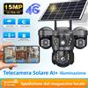 V380 Pro 15MP 6K fotocamera 4G alimentata da energia solare Triple Lens, Display esterno a tre schermi, Anteprima simultanea a tre schermi, IP66 impermeabile, Camera video di sicurezza CCTV a batteria