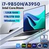 NONE Notebook PC Ultra Sottile da 14.1' con Intel Core I7 9850H o Atom 3950, 12GB RAM, 1TB/2TB SSD, per Ufficio e Studio, 1920*1080, Windows 11