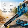 Rinoxar Soffiatore per foglie a batteria 850W con motore brushless, 2 batterie 5200mAh, modalità Turbo 800 m³/h, velocità 180 km/h, 2 ugelli intercambiabili, tracolla, leggero 2,2 kg per giardino, patio e