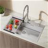 CECIPA max 75 x 45 cm Lavello Cucina Acciaio Inox 304 Spazzolato Vasca Singola Fatto a Mano con Griglia Avvolgibile e Cestello Antigraffio Grande Spazio Sopratop per Cucina Moderna Sifone Kit