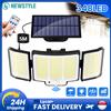newstyle Luci solari da esterno con sensore di movimento e telecomando Luci di sicurezza solari impermeabili IP65 Facili da installare Batteria ricaricabile alimentata a energia solare da 2400 mAh Lunga durata