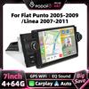 Podofo Carplay Android Auto Autoradio 4GB 64GB Lettore Multimediale Android con GPS Bluetooth Ricevitore FM RDS per FIAT Punto 2005-2009 Linea 2007-2011 Aggiornamento Sistema Audio Auto