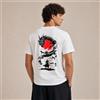 NONE Maglietta da uomo con drago giapponese, stile streetwear e casual, maglietta da uomo 100% cotone, design orientale con sole rosso e figura in silhouette, perfetta per il tempo libero, le vacanze,