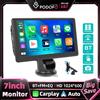 Podofo Monitor portatile multifunzionale da 7 pollici per auto, lettore intelligente, Carplay, Android Auto, Aiplay, Bluetooth, FM, musica per veicoli, sistema di intrattenimento multimediale audio e