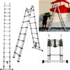 DayPlus Scala telescopica pieghevole da 5 m, scala multifunzione in alluminio a forma di A - EN131, portata 150 kg, antiscivolo - Per casa, soppalco, camper