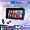 Srnubi Display Digitale Portatile da 6,25 Pollici per Moto con Carplay Wireless, Android Auto, Bluetooth, Navigazione GPS, TPMS, Schermo per Cruscotto Moto, Impermeabile IP67