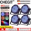 CHEGIT 60 LED RGB 3in1 Par Light 4 Pieces Bundle Sale Auto Run Sound Activated DMX512 Control No Remote Professional Stage Par Can for DJ Disco Club Party Wedding KTV Indoor Performance Multi Angle