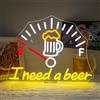 NEONAEON Insegna al Neon 'I Need a Beer', Insegna LED a Forma di Birra, Lettere Luminose in Schiuma per Camera da Letto, Bar, Cantina, Casa, Negozio, Ristorante, Hotel, Decorazione