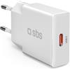 SBS Alimentatore Extra Slim GaN Charger 30W USB-C, Tecnologia GaN, Power Delivery PD 3.0 PPS, Ricarica Rapida, Caricabatterie USB C, Caricatore per Smartphone e Tablet, Design Slim, Bianco