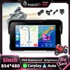Podofo Lettore multimediale MP5 portatile da 5 pollici per moto, monitor stereo intelligente universale con Carplay wireless integrato, Android Auto, BT FM per sistema di intrattenimento audio e video