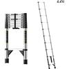 NONE Scala telescopica in acciaio inossidabile da 2,6 a 6,3 metri, con ganci rimovibili e barra stabilizzatrice, certificata EN131, portata massima 150 kg, scala portatile retrattile con un solo pulsante,