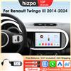 HIZPO Autoradio Bluetooth Hizpo per Renault Twingo Ⅲ 2014 - 2024 Lettore multimediale Autoradio Navigazione GPS Wireless Carplay 2din 4G