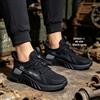 Sneakers Sportive da Uomo alla Moda con Suola a Forma di Lama, Tomaia in Rete Traspirante con Pannello Grigio a Contrasto, Allacciatura Leggera per Allenamento all'Aperto