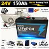 Batteria al Litio LiFePO4 24V 150Ah, con BMS Integrato da 200A, Ricaricabile, per Camper, Solare, Nautica, Overland/Van, Fuoristrada
