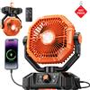 coldSky Ventilatore da Campeggio 20000mAh con Lanterna LED, Ventilatore da Tavolo a 8 Velocità con Telecomando, Ventilatore Portatile da Esterno con Gancio per Tenda, Interruzioni di Corrente, Cantiere