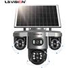 LS VISION Telecamera Solare 4G LS VISION con Zoom Ottico 10X, Tre Obiettivi PTZ, 20MP, Quattro Lenti, Tre Schermi, WiFi, Rilevamento AI Umanoide, Tracciamento Automatico, Impermeabile IP66, Telecamera di