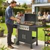 NONE Barbecue a Gas in Acciaio Inox da 17,8 kW con 6+1 Bruciatori, Carrello con Ruote, Bruciatore Laterale, Termometro, Griglia Smaltata, Attrezzatura per Barbecue all'Aperto per Cortile, Patio, Giardino,