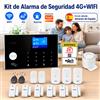 KERUI Sistema di Allarme Domestico KERUI 4G con Supporto per 3 Zone di Difesa Cablate, WIFI 433mhz, Kit Antifurto Compatibile con Sensore PIR Tuya Smart