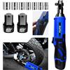 NONE 3/8'' 90 ° Chiave Angolare Elettrica a Cricchetto Senza Fili con Luce LED + Set di 7 Bussole, 40N.m di Coppia, Set di Chiavi a Cricchetto da 12V con 2 Batterie Li-Ion da 1500mAh e 1 Caricabatterie