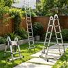 NONE Scala Telescopica Multifunzione a Forma di A da 5M / 16.4FT con Barra Stabilizzatrice, Scala Pieghevole a Concertina 2.5M+2.5M, Scala Retrattile per Pulizia Finestre e Uso in Giardino