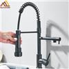 quyanre Rubinetto da cucina estraibile a molla, monocomando caldo/freddo, miscelatore per lavello con doppio beccuccio