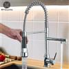 MYQualife Rubinetto da cucina cromato estraibile con miscelatore acqua calda e fredda, 2 modalità di erogazione, doppio becco, rotazione a 360°, flessibile, montaggio su piano