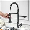 NONE Rubinetto da cucina nero Rozin con doccetta a molla estraibile, miscelatore acqua calda e fredda, con doppio beccuccio girevole a 360°, montaggio su piano