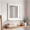 NONE MOBLEKIT | Specchio da Parete per Lavabo con Cornice in Legno Bianco e Mensola Inferiore, 50x13x53 cm, Specchio da Bagno in Stile Nordico con Finitura Opaca, Decorazione e Spazio di Archiviazione per