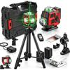 Seeiswork Livella Laser 4D a 16 Linee con Treppiede, Autolivellante 360° Orizzontale e Verticale, Raggio Verde con Telecomando