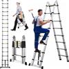 NONE Scala telescopica pieghevole in alluminio da 2,5 m, altezza massima 5 m, scala di sicurezza pieghevole adatta per uso industriale, commerciale e domestico