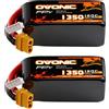 OVONIC Batteria LiPo OVONIC 4S 14.8V 1350mAh 140C (2 Pezzi) con Connettore XT60 per Droni FPV 180mm-250mm