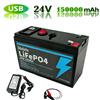 Batteria al Litio 24V 150Ah LiFePO4 Ricaricabile con Oltre 4000 Cicli per Illuminazione, Veicoli Elettrici, Energia Solare/Eolica, Piccoli UPS