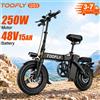 NONE Bicicletta Elettrica TOOFLY GS3 con Motore Brushless 250W, Batteria al Litio Rimovibile 48V15AH, Mini Bici Elettrica Pieghevole per Adulti, Pneumatici da 14 Pollici, Bici Elettrica per Viaggi Urbani e