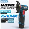 Mamidw Smerigliatrice Angolare Mini Wireless ad Alta Velocità Mamidw 19500RPM, Smerigliatrice Compatta al Litio con Disco da 76mm per Lucidatura Metalli, Rimozione Ruggine e Taglio in Spazi Ristretti