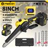 MELLWIN Motosega Elettrica Senza Spazzole da 8 Pollici con Lubrificazione Automatica, Mini Sega Portatile per Potatura, Utensile per Taglio del Legno Compatibile con Batteria Makita 18V