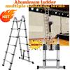 DayPlus Scala telescopica 2-in-1 da 3,8 m, scala allungabile a telaio ad A e dritta in alluminio - 1,9 m + 1,9 m, capacità 150 kg, barra stabilizzatrice, EN131 - Per casa, soppalco, camper