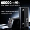 YVOER Power Bank da 60000mAh, Caricabatterie Super Veloce da 66W, Caricatore Portatile ad Alta Capacità, Memoria Locale, Idea Regalo, Compatibile con Android e iOS